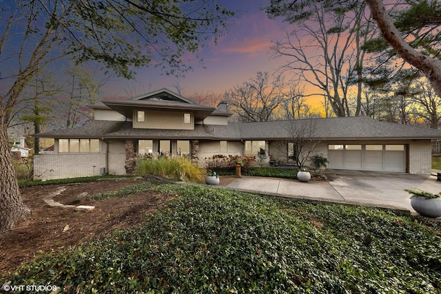 prairie-style home with a garage