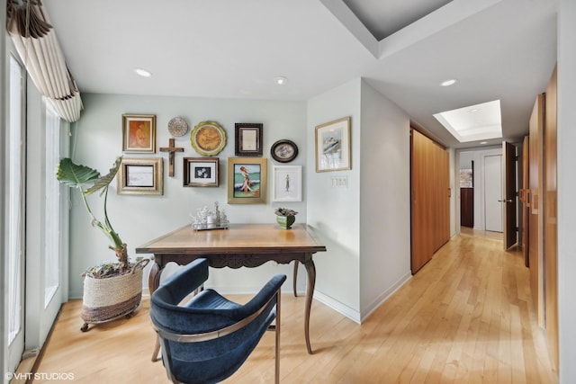 hall featuring light wood-type flooring