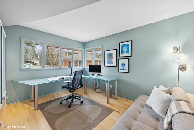 office space featuring light hardwood / wood-style floors