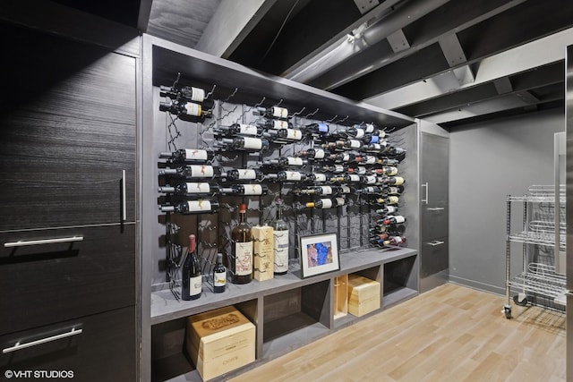 wine area featuring hardwood / wood-style flooring