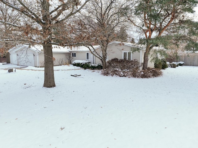 exterior space with a garage