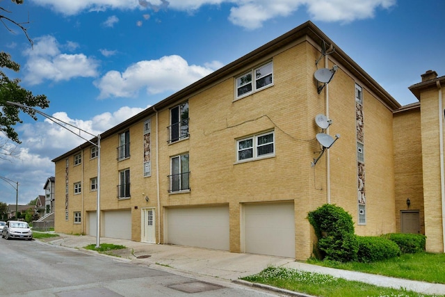 view of building exterior with a garage