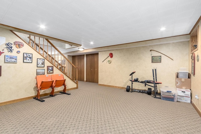 workout room with carpet floors