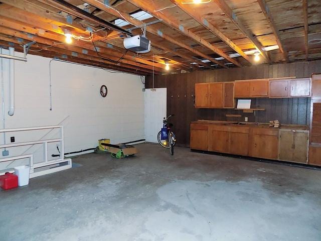 garage with a garage door opener