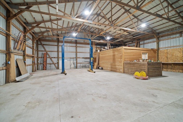 garage featuring metal wall