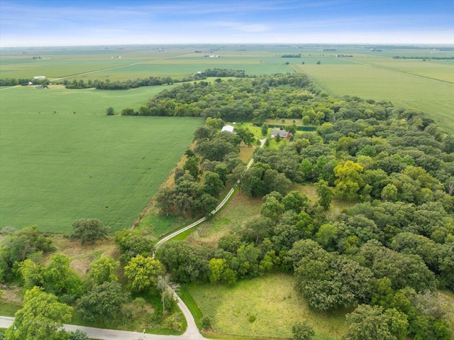 birds eye view of property featuring a rural view