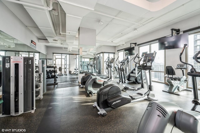 workout area with plenty of natural light