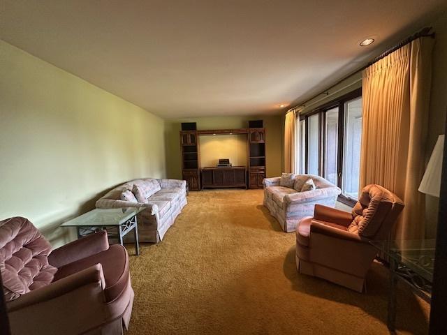 living room with carpet floors