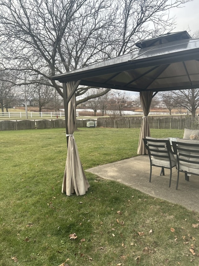 view of yard with a gazebo and a patio