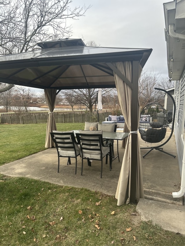 view of patio / terrace featuring a gazebo