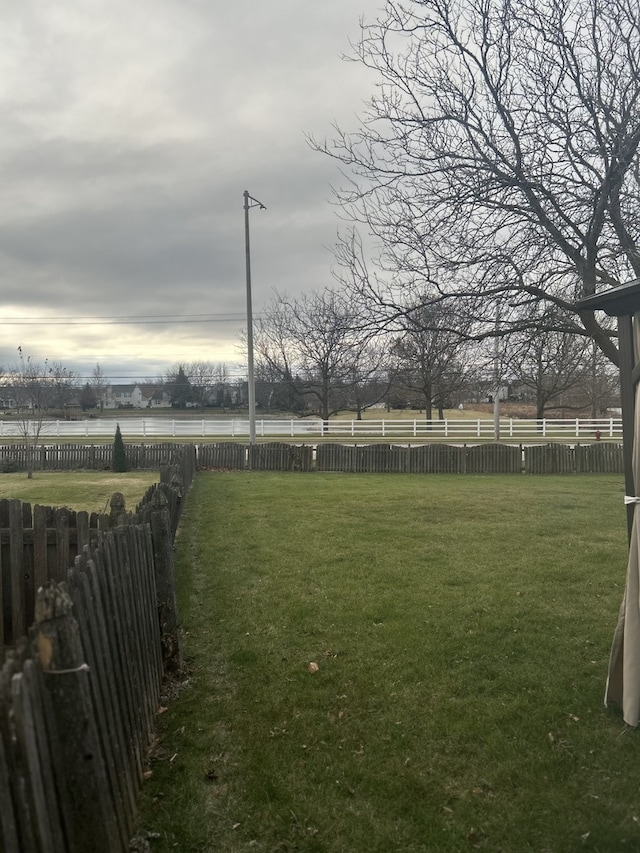 view of yard with a rural view