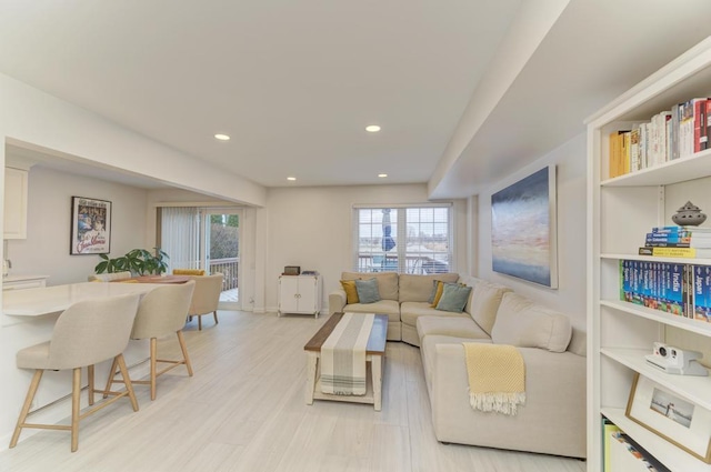 living room featuring light hardwood / wood-style flooring