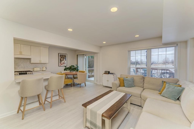 living room with light wood-type flooring