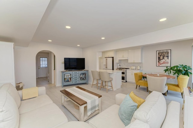 living room featuring light hardwood / wood-style flooring