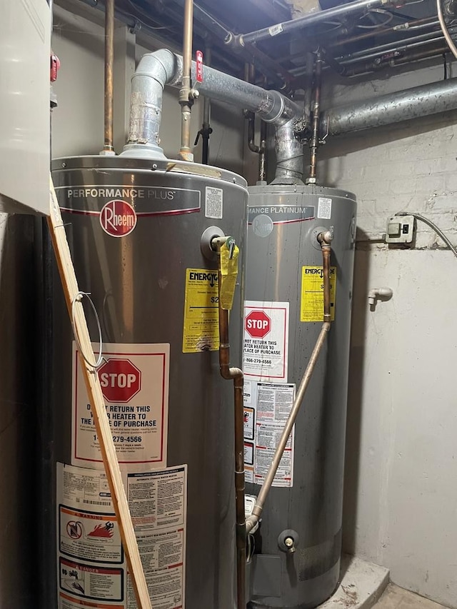 utility room with water heater