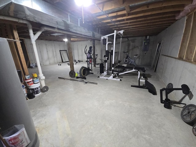 workout area featuring electric panel