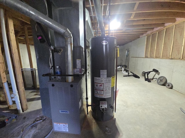 utilities with heating unit and gas water heater