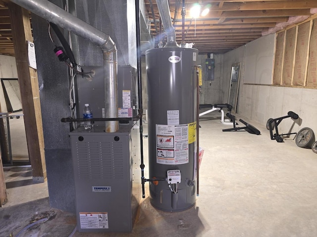 utility room with gas water heater