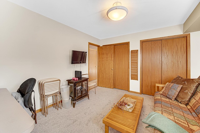 living room with light carpet