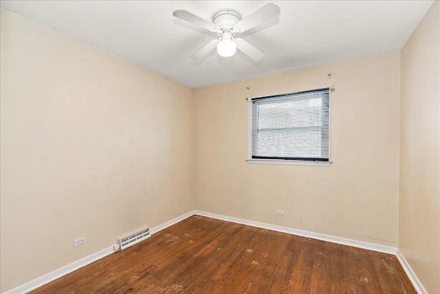 unfurnished room with hardwood / wood-style flooring and ceiling fan