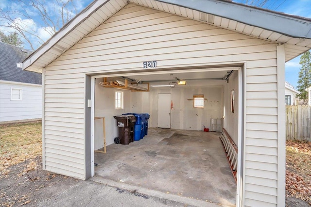 view of garage