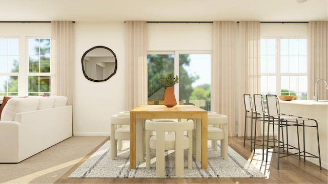 dining room with light hardwood / wood-style floors