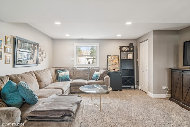 living room with carpet flooring