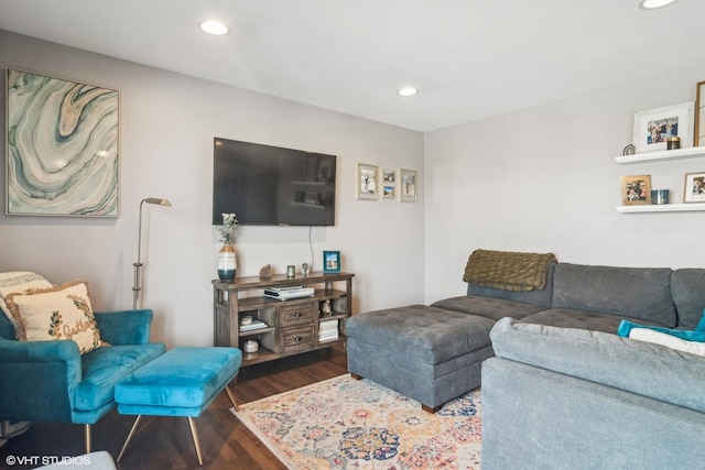 living room featuring dark hardwood / wood-style floors