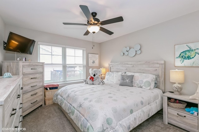 bedroom with carpet and ceiling fan