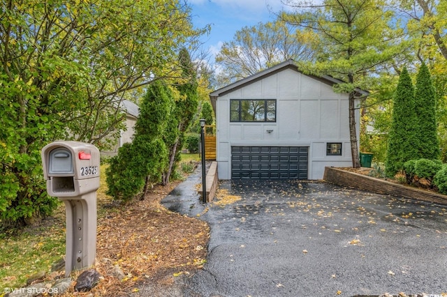 exterior space with a garage