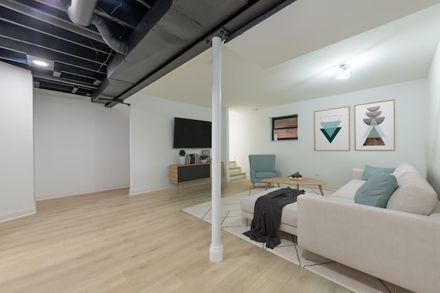 living room with light hardwood / wood-style floors