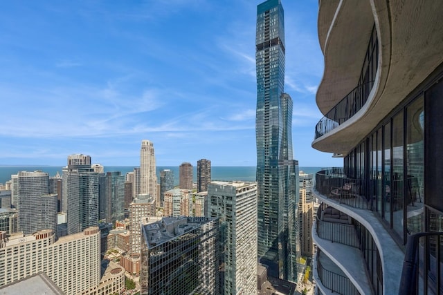 property's view of city featuring a water view