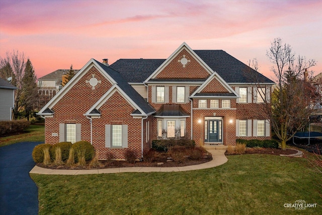 view of front of house with a lawn