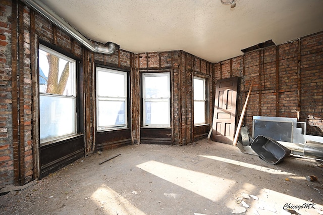 miscellaneous room with plenty of natural light and brick wall