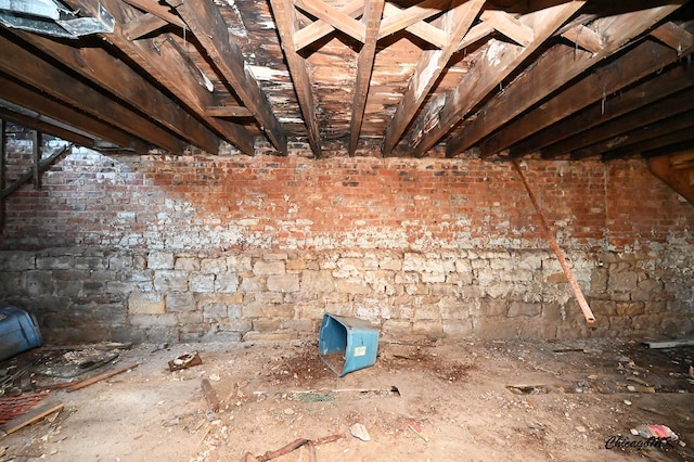 view of unfinished attic