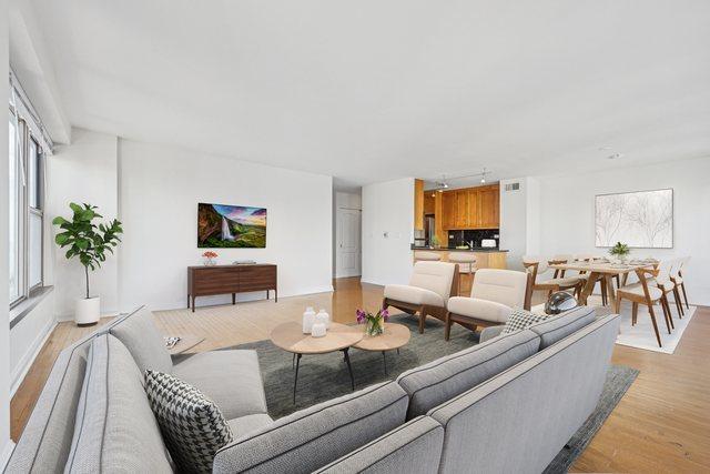 living room featuring light hardwood / wood-style floors