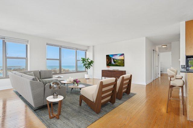 living room featuring light hardwood / wood-style flooring