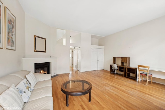 living room with hardwood / wood-style flooring