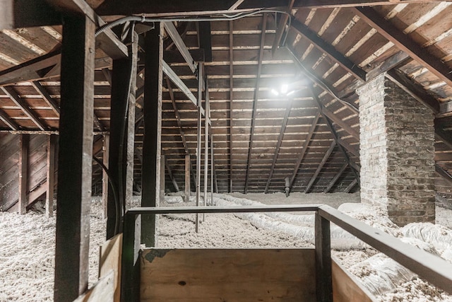 view of unfinished attic