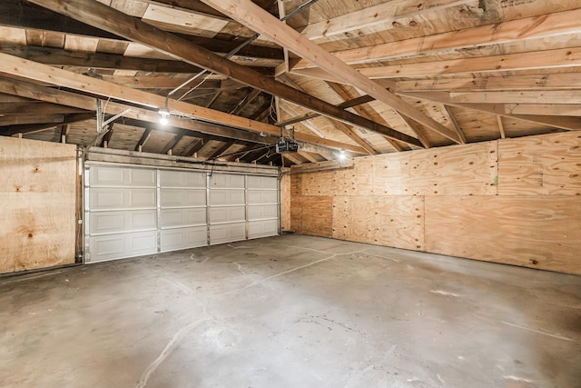 garage with a garage door opener