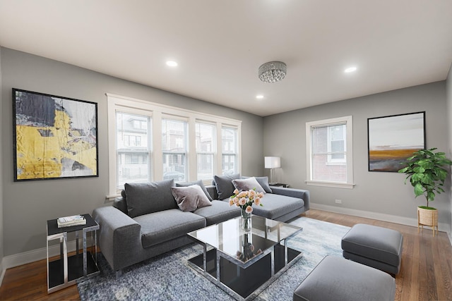 interior space with dark hardwood / wood-style flooring