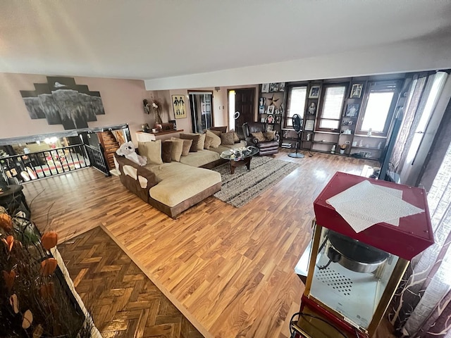 living room with wood-type flooring