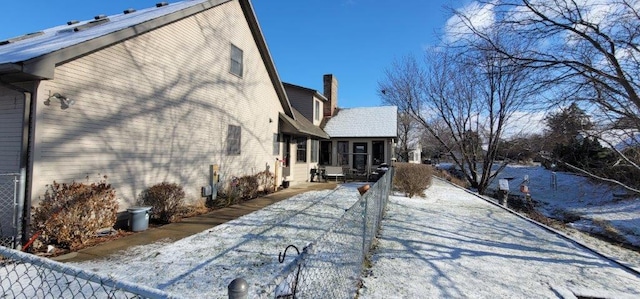 view of snow covered exterior