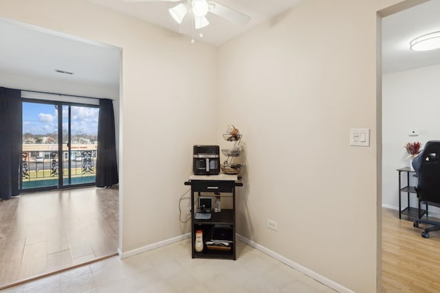 hall featuring light hardwood / wood-style flooring