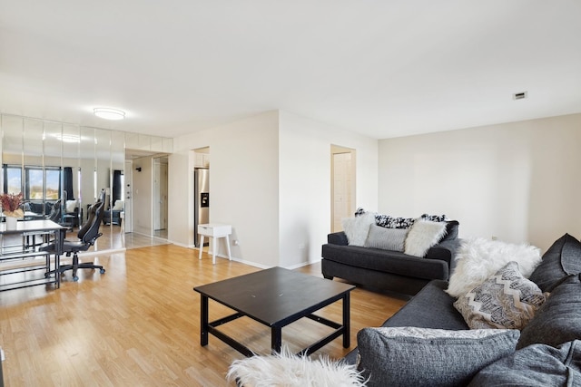 living room with light wood-type flooring