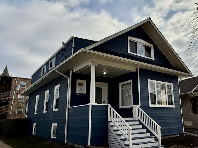 view of front facade featuring covered porch