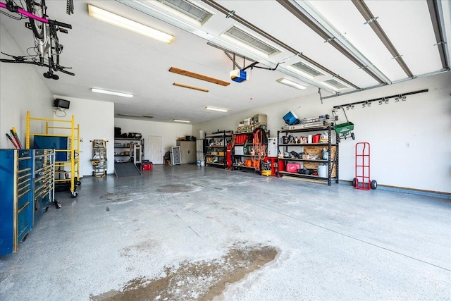 garage with a garage door opener