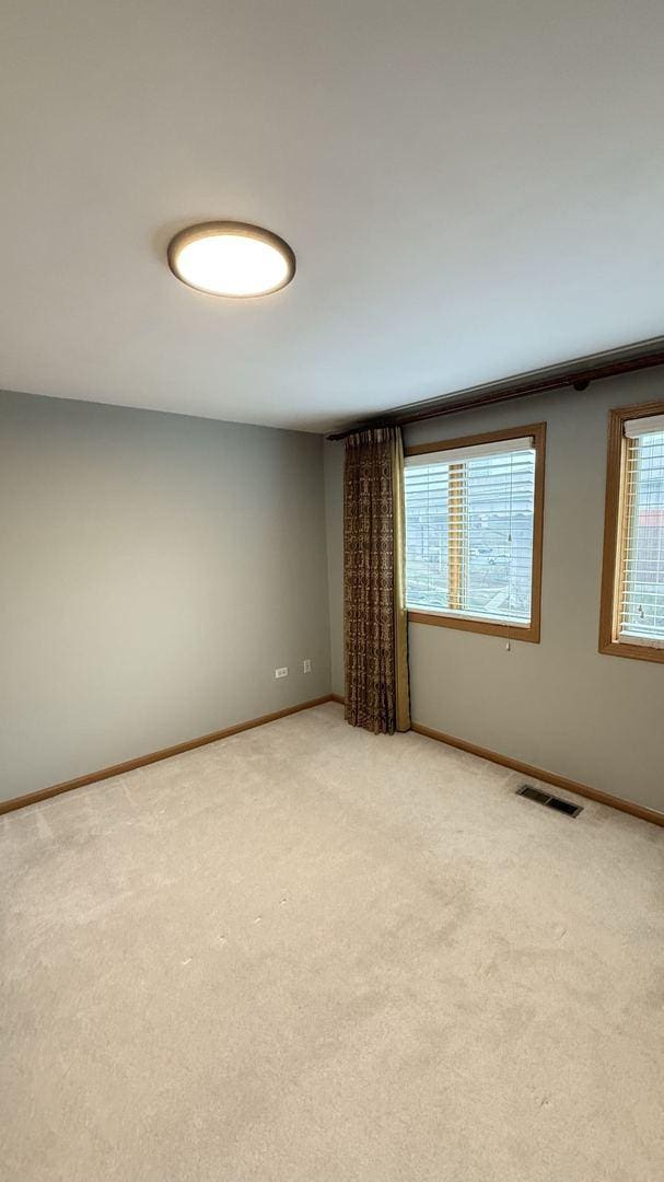 carpeted empty room featuring ornamental molding