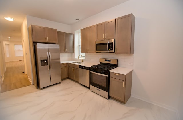 kitchen featuring backsplash, sink, and stainless steel appliances