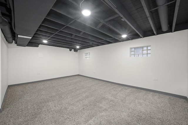 basement featuring carpet